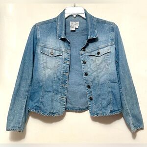 Live a Little Denim Blue Jean Jacket Button Up S